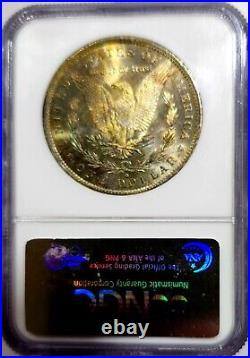1884-O Morgan Dollar NGC MS 64 Old Holder End Roll Rainbow Pattern Toned