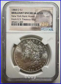 1884-O Morgan Silver Dollar $1 NGC BU NEW YORK BANK HOARD RARE! ONLY 1000