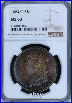 1884 O Morgan Silver Dollar MS64 NGC CRAZY TONED SMOKED BOX32-32 1884 O Morgan Silver Dollar MS64 NGC CRAZY TONED SMOKED BOX32-32