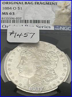 1884-O Morgan Silver Dollar NGC MS63 Original Bag Fragment Holder Toned #1457