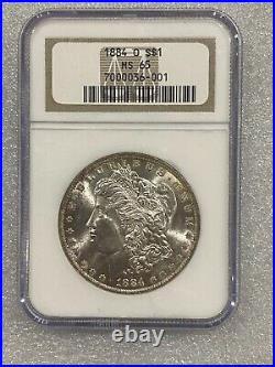 1884 O Morgan Silver Dollar NGC MS65 STUNNER See pics Vintage Holder (001)