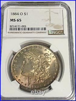 1884 O Morgan Silver Dollar Ngc Ms65 Rainbow Type Toning Best Toning Type