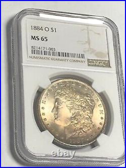 1884 O Morgan Silver Dollar Ngc Ms65 Rainbow Type Toning Best Toning Type