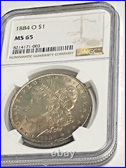 1884 O Morgan Silver Dollar Ngc Ms65 Rainbow Type Toning Best Toning Type