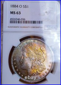 1884 O Ms63 Morgan Silver Dollar/ Bu/unc Toning Tidy House. 036