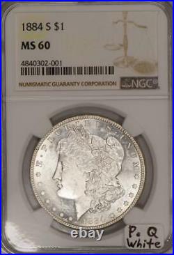 1884-S Morgan Dollar NGC MS-60 Premium Quality, White