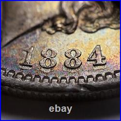 1884-S Morgan Silver Dollar Key Date Rainbow Toning NGC AU Dets B2581