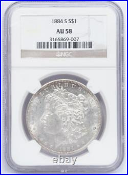 1884-S Morgan Silver Dollar- NGC AU 58- Rare Date