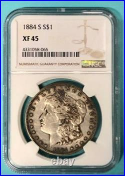 1884 S Morgan Silver Dollar San Francisco Mint Graded by NGC XF45 Key Date
