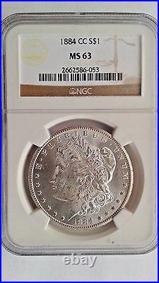 1884 cc Morgan Silver Dollar MS 63 NGC Brillaint Luster