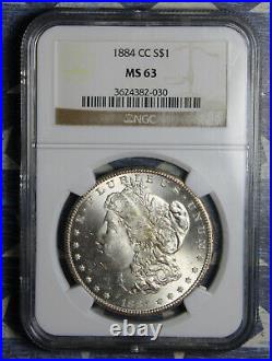 1884-cc Morgan Silver Dollar Ngc Ms63 Collector Coin Free Shipping