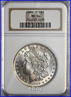 1884-o $1 Morgan Silver Dollar Ngc Ms64 #254450-029 Mint State / Eye Appeal