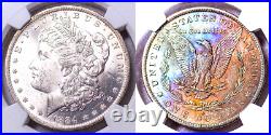 1884-o Ngc Ms64 Morgan $ Nice Bright Lustrous Rainbow Toning