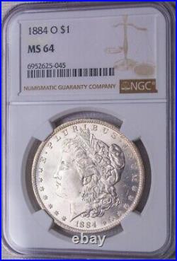 1884-o Ngc Ms64 Morgan $ Nice Bright Lustrous Rainbow Toning