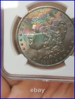 1884-o Rainbow Toned Morgan Silver Dollarngc Ms65