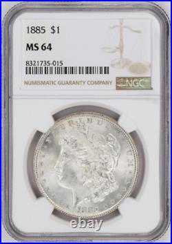 1885 Morgan 90% Silver Dollar Graded MS 64 by NGC