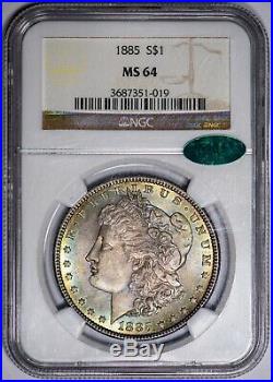 1885 Morgan NGC MS64 CAC-Verified Silver Dollar, Color-Toned on Both Sides