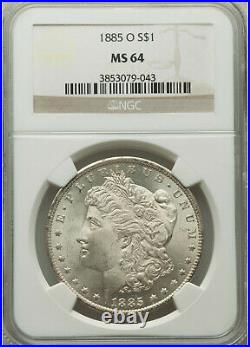 1885-O $1 Morgan Silver Dollar NGC Certified MS64 Near Gem NEAR BLAST WHITE