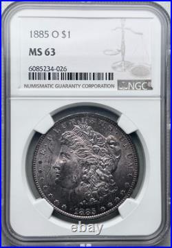 1885 O, $1 Morgan Silver Dollar, VERY NICE Brown/Red Toning, See Video, NGC MS63