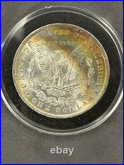 1885-O Morgan Silver Dollar BU/MS+ Vibrant REV Rainbow Toning PQ Premium GEM