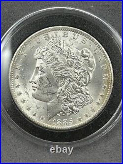 1885-O Morgan Silver Dollar BU/MS+ Vibrant REV Rainbow Toning PQ Premium GEM