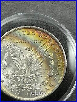 1885-O Morgan Silver Dollar BU/MS+ Vibrant REV Rainbow Toning PQ Premium GEM