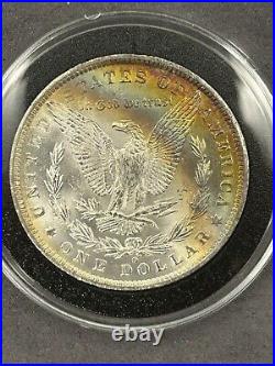 1885-O Morgan Silver Dollar BU/MS+ Vibrant REV Rainbow Toning PQ Premium GEM