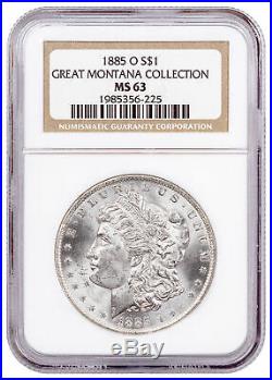 1885 O Morgan Silver Dollar Great Montana NGC MS63 Mammoth Certificate SKU58091
