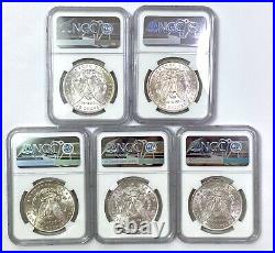 1885-O Morgan Silver Dollar LOT OF 5 NGC MS 63 THE OFFICIAL RED BOOK LABEL