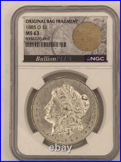 1885-O Morgan Silver Dollar MS63 NGC with bag fragment
