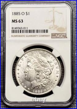 1885 O Morgan Silver Dollar. NGC MS 63. New Orleans + American History