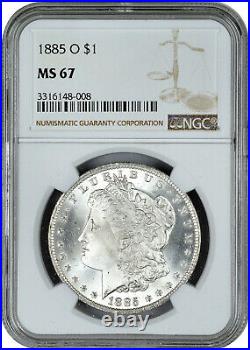 1885-O Morgan Silver Dollar, NGC MS-67, Superb Gem BU Coin