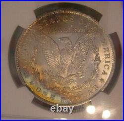 1885 O Morgan silver dollar NGC MS 62, Rainbow Toned Reverse, 3793-1