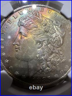 1885 O NGC MS64+ Morgan Silver Dollar $1 Toned Rainbow Toner