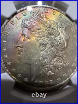1885 O NGC MS64+ Morgan Silver Dollar $1 Toned Rainbow Toner