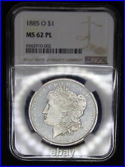 1885 O PL Morgan Silver Dollar Proof Like Graded NGC MS62 Mirrors