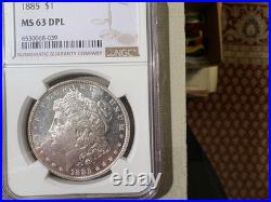 1885 P Morgan Silver Dollar NCG MS 63 DPL (Deep Mirror Proof Like DMPL)