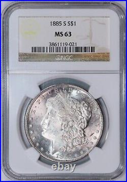 1885-S Morgan Silver Dollar NGC MS63 PQ Morgan Better Date DMPL Reverse