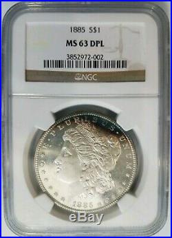 1885 Silver Morgan Dollar NGC MS 63 DPL Deep Mirrors Proof Like PL DMPL Toned