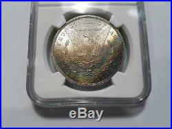 1885 Silver Morgan Dollar NGC MS 64 Star Monster Rainbow Crescent Toned Toning