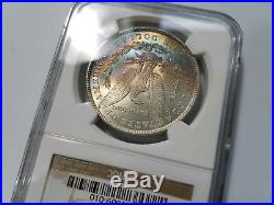 1885 Silver Morgan Dollar NGC MS 64 Star Monster Rainbow Crescent Toned Toning