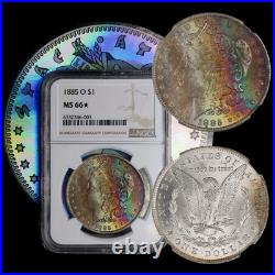 1885 o Morgan Silver Dollar NGC MS66 Star? Beautiful Rainbow Toned