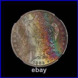 1885 o Morgan Silver Dollar NGC MS66 Star? Beautiful Rainbow Toned