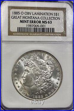1885-o Morgan Silver Dollar Ngc-ms63 Great Montana Collection Mint Error