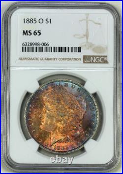 1885-o Ms64 Ngc Morgan Silver Dollar VIVID Fireball Toning