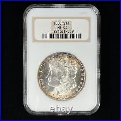 1886 $1 MS63 Toned Morgan Silver Dollar Old NGC Fatty Pretty Coin