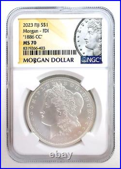 1886 CC Morgan Silver Dollar Ngc Ms70 First Day Morgan Label 2023 Fiji Mint. 999