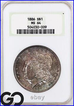 1886 MS64 Morgan Silver Dollar NGC MS-64 Gorgeous Coin in Old NGC Fatty