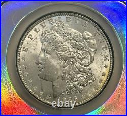1886 Morgan Dollar NGC MS62 Holo Core Vaultbox Horizon RAINBOW toned Rev Mounted