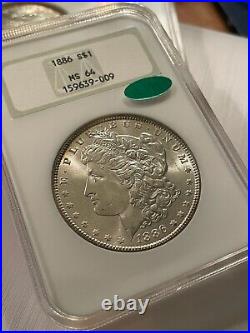1886 Morgan Silver Dollar MS 64NGC Old Fatty Holder A Touch of Toning + CAC